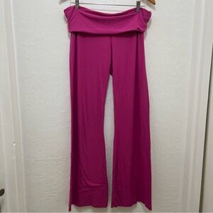SKIMS Pink Ribbed Foldover Flare Pant Sz L